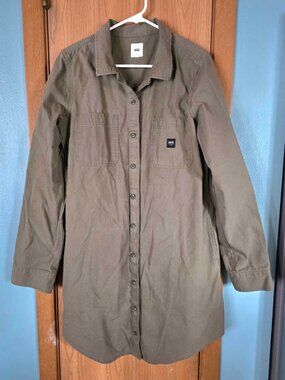 Vans Green Broadway Long Sleeve Shirt Style Dress Size XL with Front Pocket